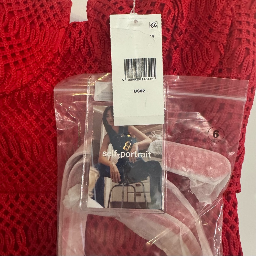 Self Portait Lattice Lace Midi Dress in Red - Picture 10 of 16